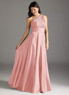 Azazie Charlize Jurken voor bruidsmeisjes Jurk van Stretch Satijn met A-lijn One-shoulder Poederroze image2