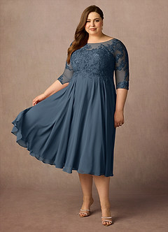 Azazie Marge Brudens mor kjoler A-Line Scoop Blonde Chiffon Te-længde Kjole image8