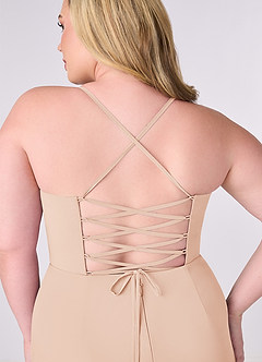 Barbie ♥ Azazie Final Sale English Rose Sheath Corset Chiffon Dress image8