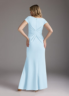 Azazie Tana vestidos de madre de la novia Vestido de Azul Cielo de Crepé elástico de Corte Sirena con Cuello en V plisado image5