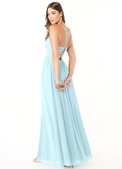 Azazie Aaida Bridesmaid Dresses Cloud Blue A-Line Corset Chiffon Dress image5