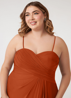Azazie Arabella Allure Probar vestidos en casa Vestido de Rosa Del Desierto de Gasa de Corte en A Convertible con Escote de Corazón image19