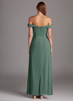 Azazie Mena Bridesmaid Dresses Eucalyptus A-Line Off the Shoulder Mesh Convertible Dress image5
