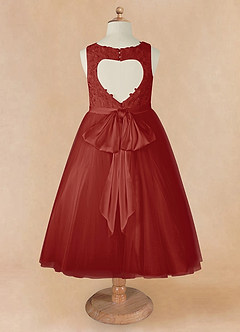 Azazie Calla Robe Demoiselle D'honneur Fillette Robe Princesse en Tulle Dentelle Terracotta image8