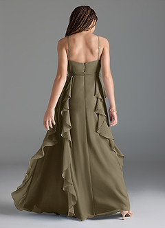 Azazie Peyton Junior Willow Green A-Line V-Neck Cascading Ruffles Chiffon Dress image5