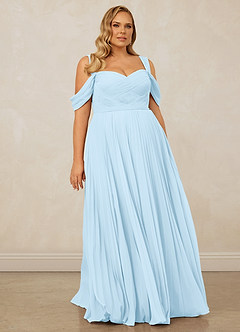 Christian Siriano Bridal for Azazie 1013 Bridesmaid Dresses Sky Blue A-Line Off the Shoulder Chiffon Dress image10