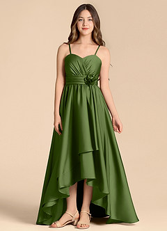 Azazie Catalina Junior Juniper A-Line Sweetheart Neckline Stretch Satin Dress image1