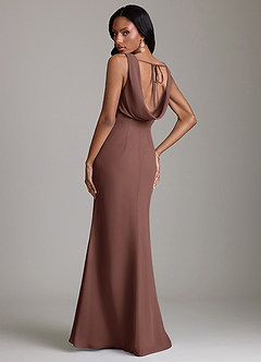 Azazie Linelle Robes de demoiselle d'honneur Robe Sirène en Mousseline de soie Plissée Expresso image2