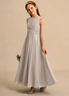 Azazie Ducky Junior Formal vestidos de niña de las flores Vestido de Escarcha de Gasa de Corte En A con Plisado image5