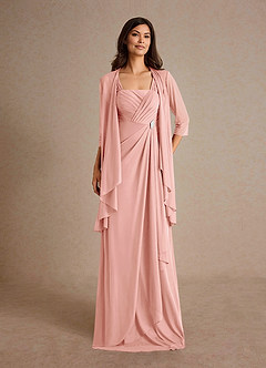 Azazie Clinton Mother of the Bride Dresses Rosette A-Line Pleated Mesh Dress image4