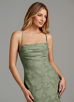 Azazie Ola Bridesmaid Dresses Pistachio Mermaid Corset Floral Burnout Dress image7