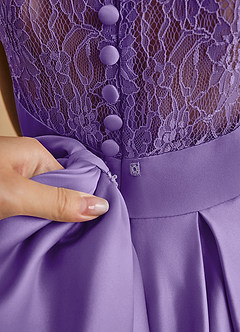 Azazie Sammy Flower Girl Dresses Tahiti A-Line Lace Matte Satin Dress image7