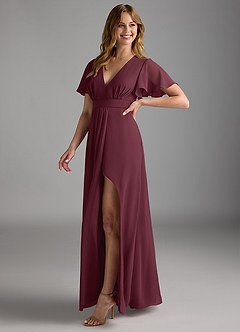 Azazie Zaniah Bridesmaid Dresses Cabernet A-Line Chiffon Dress image5
