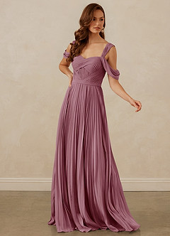 Christian Siriano Bridal for Azazie 1013 Bridesmaid Dresses Vintage Mauve A-Line Off the Shoulder Chiffon Dress image7