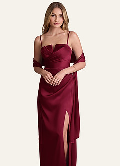 front Azazie Dopasowany kolorowy szal z elastycznej satyny