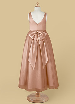 Azazie Marybell Robe Demoiselle D'honneur Fillette Robe Trapèze en Tulle Arc Champagne Rosé image10