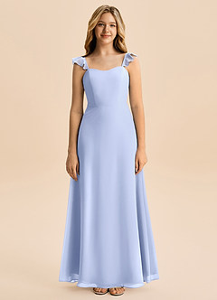 Azazie Mavie Junior Vestido de Hielo de Gasa de Corte en A con Volante image4