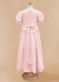 Azazie Joss Flower Girl Dresses Blushing Pink A-Line with Sleeves Chiffon Dress image6
