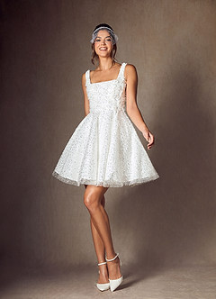 Azazie Kristi Wedding Dresses Diamond White A-Line with Pockets Beading Dress image7