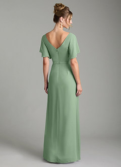 Azazie Ambrosia Vestidos de damas de honor Vestido de Matcha de Gasa de Línea A con Plisado image6