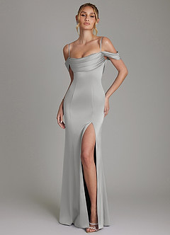 Azazie Nira Brudepigekjoler Havfrue Korset Stræk satin Gulv-længde Kjole image1