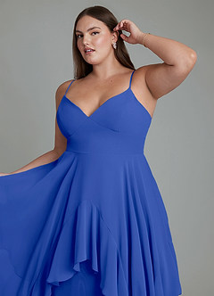 Azazie Zaina Brautjungfernkleider A-Linie Chiffon Kleid Königsblau image12