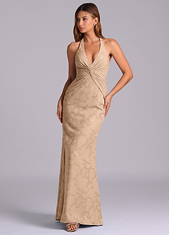 Azazie Valerie 신부 들러리 드레스 인어 주름진 플로럴 번아웃 바닥 길이 드레스 image4