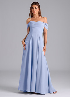 Azazie Almina Bridesmaid Dresses Ice A-Line Off the Shoulder Chiffon Convertible Dress image3