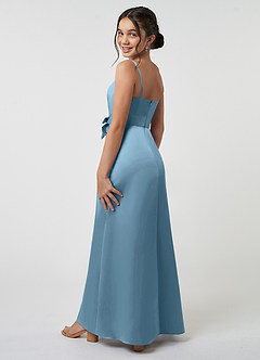 Azazie Anina Junior Robe Trapèze en Satin extensible Arc Acier Bleuté image5