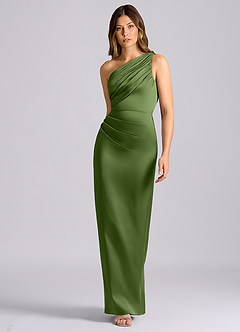 Azazie Akilah Bridesmaid Dresses Juniper Mermaid One Shoulder Stretch Satin Dress image4
