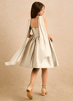 Azazie Shona Girls Formal Vendita Finale Abito A-Line in Raso Opaco Scollo a Cuore Champagne image2