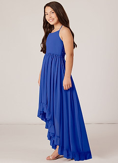 Azazie Sarafina Junior A-Linie Spitze Chiffon Kleid Königsblau image3