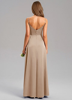 Azazie Talina Brautjungfernkleider A-Linie Stretch-Satin Kleid Taupe image2