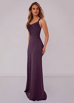 Barbie ♥ Azazie Bridesmaid Dresses Plum Mermaid Pleated Stretch Satin Dress image4
