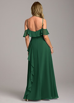 Azazie Aubrie Vestidos de damas de honor Vestido de Verde Oscuro de Gasa de Corte en A con Vestidos sin tirantes image6