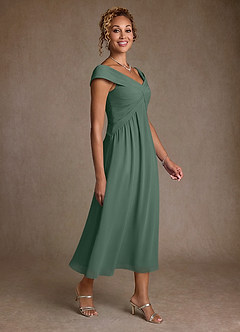 Azazie Mirta Mère de la mariée Robes Robe Trapèze en Blumen-Burnout Plissée Eucalyptus image3