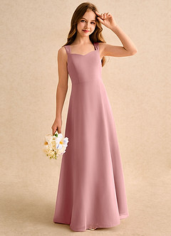Azazie Makani Girls Formal Flower Girl Dresses Dusty Rose A-Line Sweetheart Neckline Chiffon Dress image4