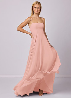 Barbie ♥ Azazie Brautjungfernkleider A-Linie Chiffon Kleid Rosettenrosa image3