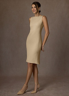 front Kennedy Champagne Completo giacca elasticizzata strutturata e abito elegante