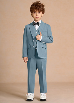 front Oliver Lyseblå Drenge 5-delt jakkesæt med butterfly