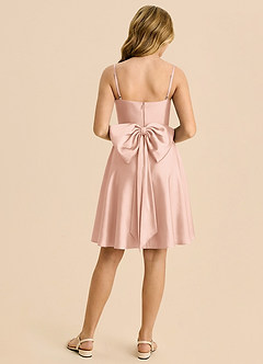 Azazie Bear Junior Robe Trapèze en Satin extensible Encolure en Forme de Cœur Or Rose image2