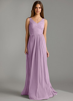 Azazie Keyla Bridesmaid Dresses Wisteria A-Line Pleated Mesh Dress image4