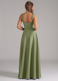 Azazie Shaude Bridesmaid Dresses Garden Sage A-Line Pleated Stretch Satin Dress image7