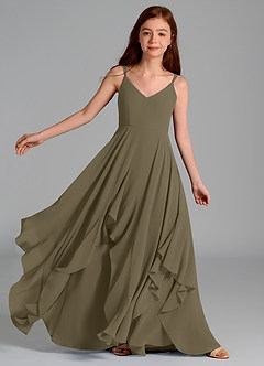 Azazie Karan Junior Willow Green A-Line Chiffon Dress image1
