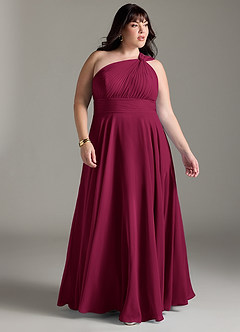 Azazie Charlize Brautjungfernkleider A-Linie One-Shoulder Chiffon Kleid Burgunderrot image9