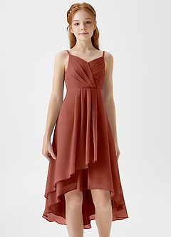 Azazie Mariam Junior Auburn A-Line Pleated Chiffon Dress image5