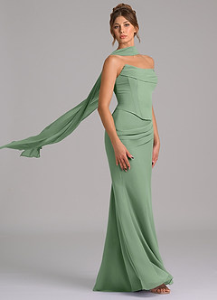 Azazie Sorrel Bridesmaid Dresses Matcha Mermaid Corset Chiffon Dress image3