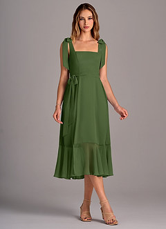 Azazie Deb Bridesmaid Dresses Olive A-Line with Pockets Chiffon Convertible Dress image5
