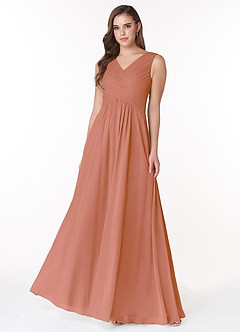 Azazie Flora Bridesmaid Dresses MAI TAI A-Line Pleated Chiffon Dress image1