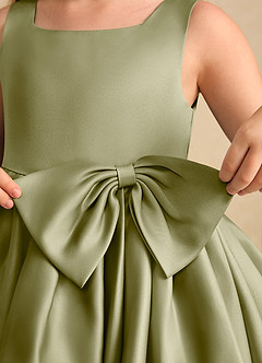 Azazie Jessie Flower Girl Dresses Moss Green A-Line Bow Matte Satin Dress image7